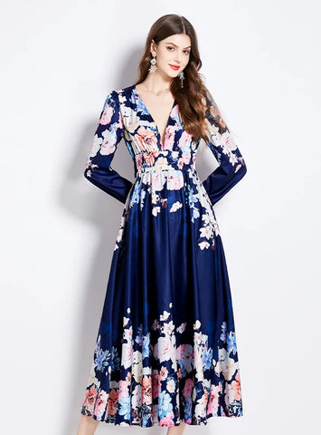 RETRO PALACE V-NECK SLIM DRESS