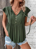 SOLID COLOR STITCHING SHIRT TOP