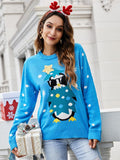 CLASSY ROUND NECK LONG SLEEVE SEQUINED ANIMAL CHRISTMAS SWEATER