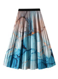 PLEATED RETRO GRADIENT PRINT SKIRT
