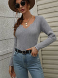 CLASSY PULLOVER LOOSE SOLID COLOR WOMEN'S SWEATER