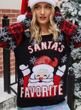 STYLISH CHRISTMAS EMBROIDERY ROUND NECK SWEATER