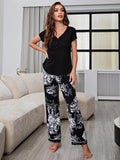 FASHION SHORT-SLEEVED TROUSERS PAJAMAS SUIT
