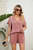 SOLID COLOR V-NECK LOOSE T-SHIRT SHORTS SUIT