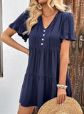 V-NECK FOLDING CAKE DRESS