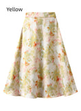 SLIM SATIN PRINTED ELASTIC WAIST SKIRT
