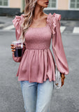 LONG-SLEEVED SOLID COLOR SHIRT BLOUSE