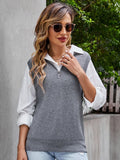 FASHION GREY V-NECK SWEATER LOOSE PULLOVER VEST