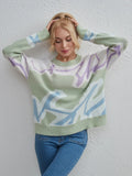 CLASSY FASHION CONTRAST COLOR PULLOVER SWEATER