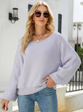 CLASSY LONG SLEEVE ROUND NECK KNITTED LOOSE SWEATER