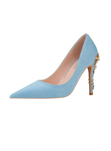 METAL FLOWER POINTED HIGH HEELS WEDDING SHOES