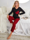 FASHION CHRISTMAS PLAID LOVE LONG SLEEVE SUIT