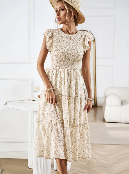 WOMEN SUMMER CHIFFON FLORAL DRESS