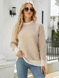 CLASSY STRIPED LONG-SLEEVED ROUND NECK KNITTED PULLOVER SWEATER