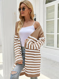 FASHION LONG CASUAL STRIPED LOOSE LONG SLEEVE COAT SWEATER