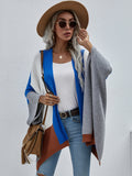 FASHION PLAID LOOSE KNIT CARDIGAN COAT SWEATER
