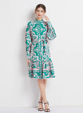 PRINTED LANTERN SLEEVE PALACE RETRO DRESS