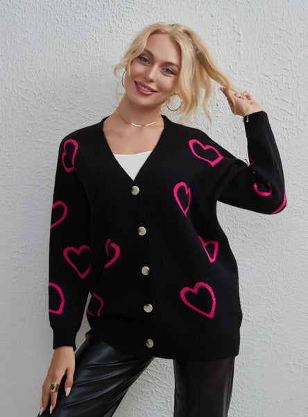 FASHION LOVE CONTRASTING STREET CARDIGAN SWEATER