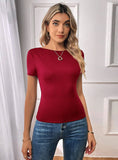 SEXY BACKLESS SLIM SHORT SLEEVE T-SHIRT