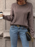 FASHION SOLID COLOR HOLLOW OUT SWEATER