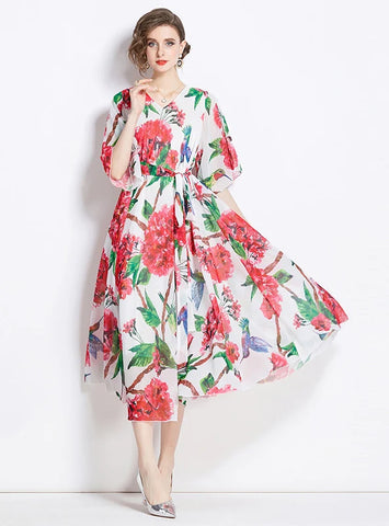 WOMEN PRINTED PLUS SIZE LOOSE DRESS