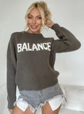 STYLISH WOMEN LETTER ROUND NECK SWEATER