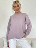 STYLISH ROUND NECK LOOSE SOLID COLOR SWEATER