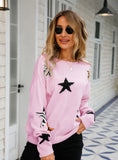 Round Neck Star Long Sleeve Sweater