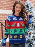CASUAL JACQUARD CONTRAST ELK CHRISTMAS SWEATER
