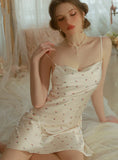 SEXY FLORAL ICE SILK SUSPENDER NIGHTDRESS