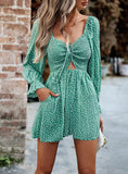 POLKA DOT LONG SLEEVE JUMPSUIT