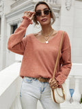 FASHION SOLID COLOR PULLOVER LOOSE BUTTONS SWEATER