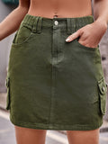 ELASTIC WAIST CASUAL DENIM SKIRT