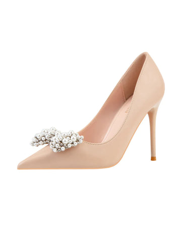 PEARL BOW THIN HIGH HEELS SHOES