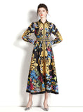 PALACE STYLE LANTERN SLEEVES PRINTED DRESS