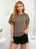 ROUND NECK SHORT SLEEVE SMALL FLORAL SHIRT