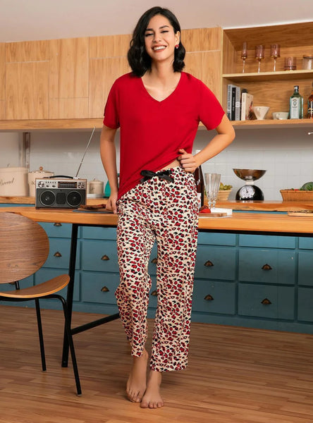 FASHION SHORT-SLEEVED TROUSERS PAJAMAS SUIT