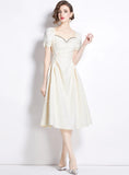 SQUARE NECK SLIM MID-LENGTH DRESS