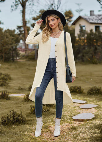 LOOSE LONG SLEEVE POCKET BUTTON COAT