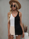 FASHION LOOSE HALTER TOP STITCHING SWEATER