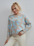 CLASSY MATCHING COLOR LEOPARD CREWNECK SWEATER