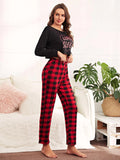 FASHION EXPOSED NAVEL LONG-SLEEVED TROUSERS CASUAL PAJAMAS