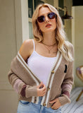 STYLISH V-NECK LOOSE KNIT SWEATER COAT