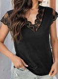 WOMEN LACE STITCHING T-SHIRT
