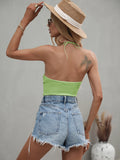 FASHION HALTER TOP SOLID COLOR SLIM BACKLESS SWEATER