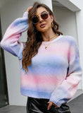 FASHION GRADIENT KNITTED LONG-SLEEVED PULLOVER SWEATER
