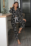 FASHION FALL/WINTER LAPEL LONG SLEEVE PANTS PAJAMA SET