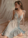 SATIN LACE PERSPECTIVE SUSPENDER NIGHTDRESS