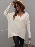FASHION SOLID COLOR V-NECK FASHION TOP SWEATER