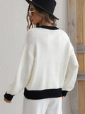 CLASSY KNITWEAR WOMEN'S SPLICED PULLOVER LOOSE SWEATER